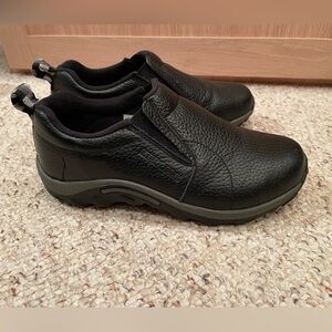 Merrell Black Leather Moc Slip-On Shoes